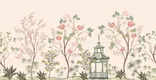 Light Peach Classic Asian Landscape Artistic Charm Designer Wallpaper | Material Depot