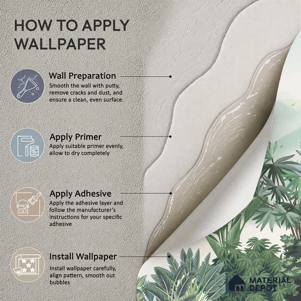 Misty Green Forest Valley Scenic Artistic Charm Designer | WP 03934 B Canvas Texture Finish Tropical Style luxurious Customized size Wallpaper | 250 GSM WP01CNF Paper | (MOQ = 30 Sq. Ft.)