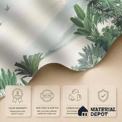 Misty Green Forest Valley Scenic Artistic Charm Designer | WP 03934 B Canvas Texture Finish Tropical Style luxurious Customized size Wallpaper | 250 GSM WP01CNF Paper | (MOQ = 30 Sq. Ft.)