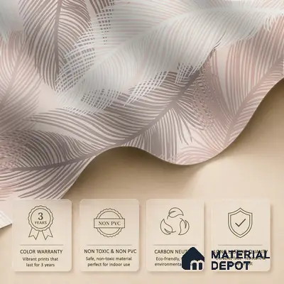 Blush Feather Drift Abstract Serenity Art | WP 03947 B Canvas Texture Finish Tropical Style luxurious Customized size Wallpaper | 250 GSM WP01CNF Paper | (MOQ = 30 Sq. Ft.)