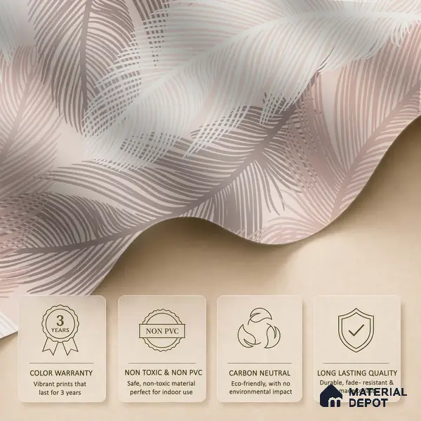 Blush Feather Drift Abstract Serenity Art | WP 03947 B Canvas Texture Finish Tropical Style luxurious Customized size Wallpaper | 250 GSM WP01CNF Paper | (MOQ = 30 Sq. Ft.)