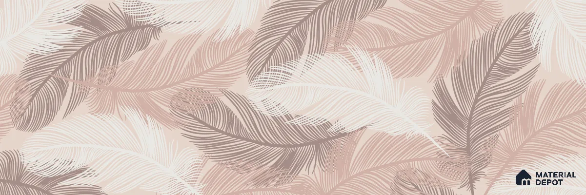 Blush Feather Drift Abstract Serenity Art | WP 03947 Non Woven Matte Finish Tropical Style Premium Customized size Wallpaper | 150 GSM WP01MTF Paper | (MOQ = 30 Sq. Ft.)