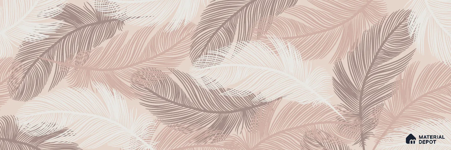 Blush Feather Drift Abstract Serenity Art | WP 03947 Non Woven Matte Finish Tropical Style Premium Customized size Wallpaper | 150 GSM WP01MTF Paper | (MOQ = 30 Sq. Ft.)