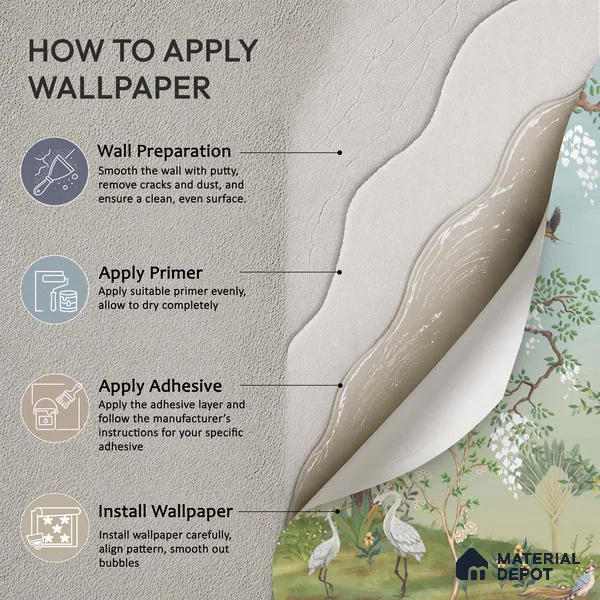 White Blossom Aviary Meadow Tropical Mist Nature Art | WP 03950 B Canvas Texture Finish Tropical Style luxurious Customized size Wallpaper | 250 GSM WP01CNF Paper | (MOQ = 30 Sq. Ft.)