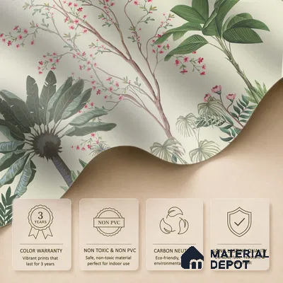Soft Green Botanical Aviary Dreamy Artistic | WP 03951 Non Woven Matte Finish Chinoiserie Style Premium Customized size Wallpaper | 150 GSM WP01MTF Paper | (MOQ = 30 Sq. Ft.)