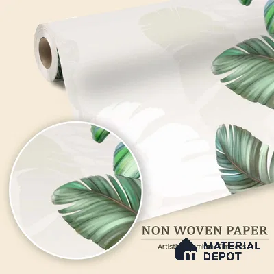 Sculpted Banana Leaf Calm Tropical Mist Nature Art | WP 03956 Non Woven Matte Finish Tropical Style Premium Customized size Wallpaper | 150 GSM WP01MTF Paper | (MOQ = 30 Sq. Ft.) | Design change not possible