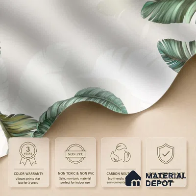 Sculpted Banana Leaf Calm Tropical Mist Nature Art | WP 03956 B Canvas Texture Finish Tropical Style luxurious Customized size Wallpaper | 250 GSM WP01CNF Paper | (MOQ = 30 Sq. Ft.) | Design change not possible
