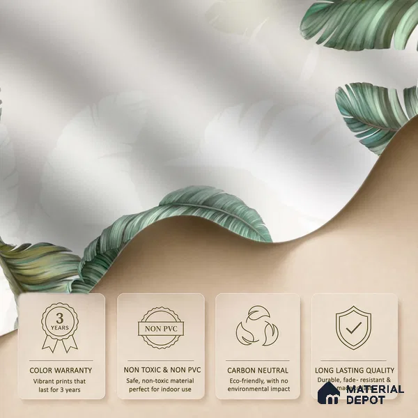 Sculpted Banana Leaf Calm Tropical Mist Nature Art | WP 03956 B Canvas Texture Finish Tropical Style luxurious Customized size Wallpaper | 250 GSM WP01CNF Paper | (MOQ = 30 Sq. Ft.) | Design change not possible