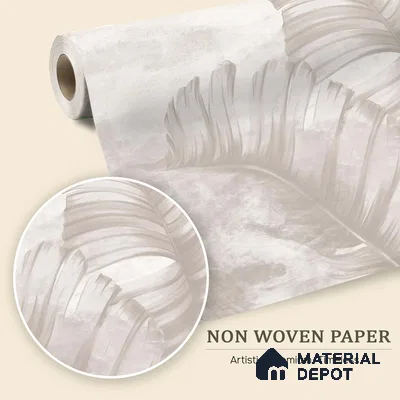 Ivory Banana Leaf Whisper Tropical Mist Nature Art | WP 03957 Non Woven Matte Finish Tropical Style Premium Customized size Wallpaper | 150 GSM WP01MTF Paper | (MOQ = 30 Sq. Ft.) | Design change not possible