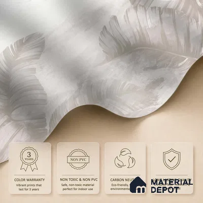 Ivory Banana Leaf Whisper Tropical Mist Nature Art | WP 03957 B Canvas Texture Finish Tropical Style luxurious Customized size Wallpaper | 250 GSM WP01CNF Paper | (MOQ = 30 Sq. Ft.) | Design change not possible