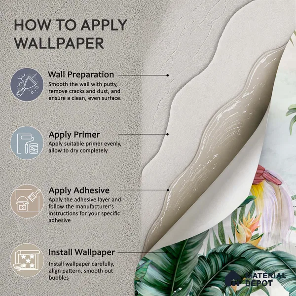Tropical Canopy Birds Paradise Tropical Mist Nature Art | WP 03959 B Canvas Texture Finish Tropical Style luxurious Customized size Wallpaper | 250 GSM WP01CNF Paper | (MOQ = 30 Sq. Ft.) | Design change not possible
