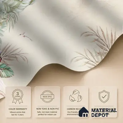Soft Tropic Aviary Frame Tropical Mist Nature Art | WP 03961 Non Woven Matte Finish Tropical Style Premium Customized size Wallpaper | 150 GSM WP01MTF Paper | (MOQ = 30 Sq. Ft.) | Design change not possible
