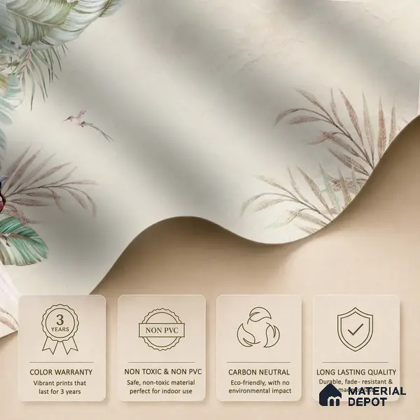 Soft Tropic Aviary Frame Tropical Mist Nature Art | WP 03961 Non Woven Matte Finish Tropical Style Premium Customized size Wallpaper | 150 GSM WP01MTF Paper | (MOQ = 30 Sq. Ft.) | Design change not possible