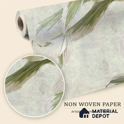 Soft Botanical Brushstroke Leaves Leafy Hues Wall Art | WP 03963 Non Woven Matte Finish Tropical Style Premium Customized size Wallpaper | 150 GSM WP01MTF Paper | (MOQ = 30 Sq. Ft.) | Design change not possible