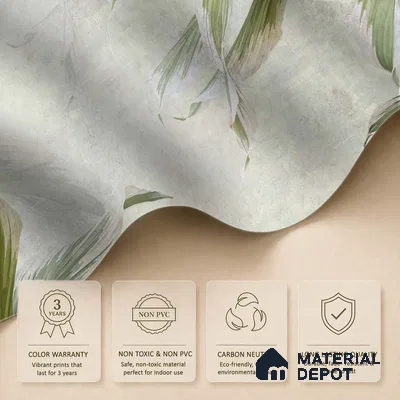 Soft Botanical Brushstroke Leaves Leafy Hues Wall Art | WP 03963 B Canvas Texture Finish Tropical Style luxurious Customized size Wallpaper | 250 GSM WP01CNF Paper | (MOQ = 30 Sq. Ft.) | Design change not possible