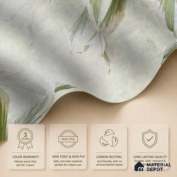 Soft Botanical Brushstroke Leaves Leafy Hues Wall Art | WP 03963 B Canvas Texture Finish Tropical Style luxurious Customized size Wallpaper | 250 GSM WP01CNF Paper | (MOQ = 30 Sq. Ft.) | Design change not possible