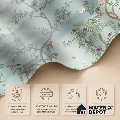 Whispering Garden Hillscape Artistic Charm Designer | WP 03964 Non Woven Matte Finish Chinoiserie Style Premium Customized size Wallpaper | 150 GSM WP01MTF Paper | (MOQ = 30 Sq. Ft.)