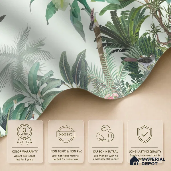 Canopy of Quiet Wings Artistic Charm Designer | WP 03965 B Canvas Texture Finish Tropical Style luxurious Customized size Wallpaper | 250 GSM WP01CNF Paper | (MOQ = 30 Sq. Ft.)
