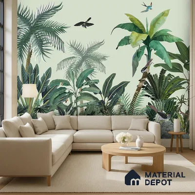 Canopy of Quiet Wings Artistic Charm Designer | WP 03965 Non Woven Matte Finish Tropical Style Premium Customized size Wallpaper | 150 GSM WP01MTF Paper | (MOQ = 30 Sq. Ft.)