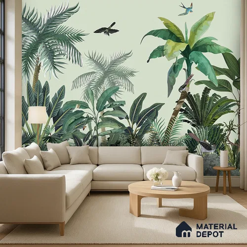 Canopy of Quiet Wings Artistic Charm Designer | WP 03965 Non Woven Matte Finish Tropical Style Premium Customized size Wallpaper | 150 GSM WP01MTF Paper | (MOQ = 30 Sq. Ft.)