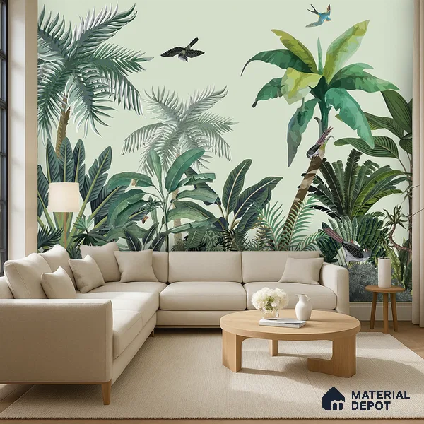 Canopy of Quiet Wings Artistic Charm Designer | WP 03965 Non Woven Matte Finish Tropical Style Premium Customized size Wallpaper | 150 GSM WP01MTF Paper | (MOQ = 30 Sq. Ft.)