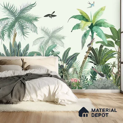 Canopy of Quiet Wings Artistic Charm Designer | WP 03965 Non Woven Matte Finish Tropical Style Premium Customized size Wallpaper | 150 GSM WP01MTF Paper | (MOQ = 30 Sq. Ft.)