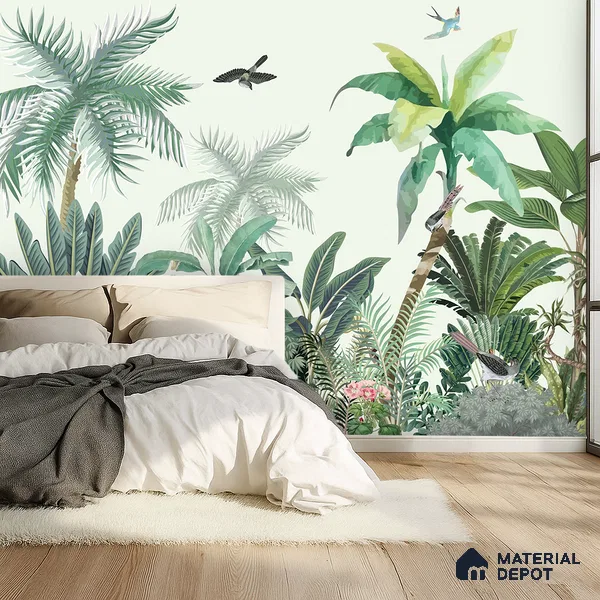 Canopy of Quiet Wings Artistic Charm Designer | WP 03965 Non Woven Matte Finish Tropical Style Premium Customized size Wallpaper | 150 GSM WP01MTF Paper | (MOQ = 30 Sq. Ft.)