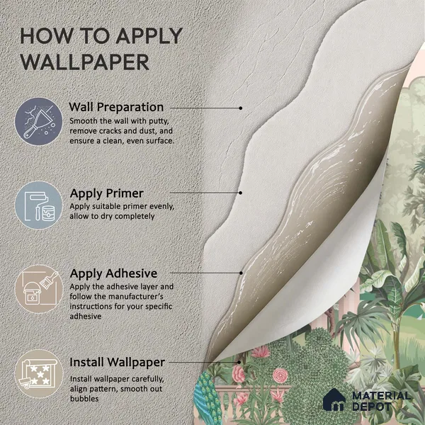 Royal Garden Arcade with Peacocks Artistic Charm Designer | WP 03966 B Canvas Texture Finish Tropical Style luxurious Customized size Wallpaper | 250 GSM WP01CNF Paper | (MOQ = 30 Sq. Ft.)