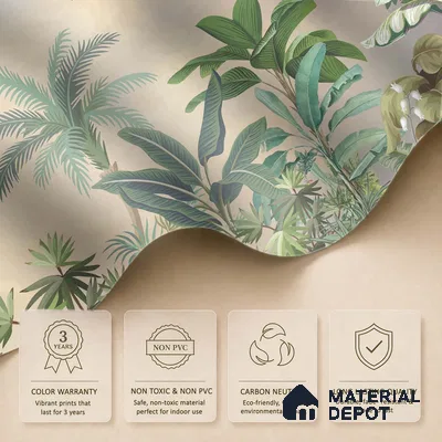 Golden Canopy Tropical Flight Artistic Charm Designer | WP 03967 B Canvas Texture Finish Tropical Style luxurious Customized size Wallpaper | 250 GSM WP01CNF Paper | (MOQ = 30 Sq. Ft.)