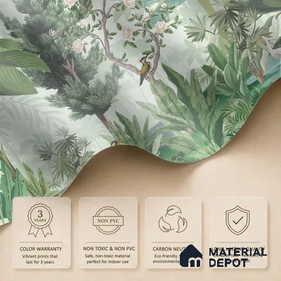 Soft Jungle Symphony Tropical Mist Nature Art | WP 03971 B Canvas Texture Finish Tropical Style luxurious Customized size Wallpaper | 250 GSM WP01CNF Paper | (MOQ = 30 Sq. Ft.)