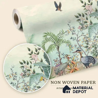 Soft Horizon Jungle Tropical Mist Nature Art | WP 03972 Non Woven Matte Finish Tropical Style Premium Customized size Wallpaper | 150 GSM WP01MTF Paper | (MOQ = 30 Sq. Ft.)