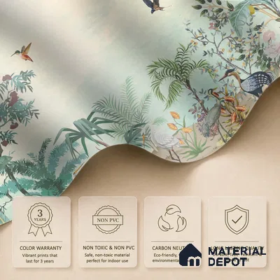 Soft Horizon Jungle Tropical Mist Nature Art | WP 03972 Non Woven Matte Finish Tropical Style Premium Customized size Wallpaper | 150 GSM WP01MTF Paper | (MOQ = 30 Sq. Ft.)