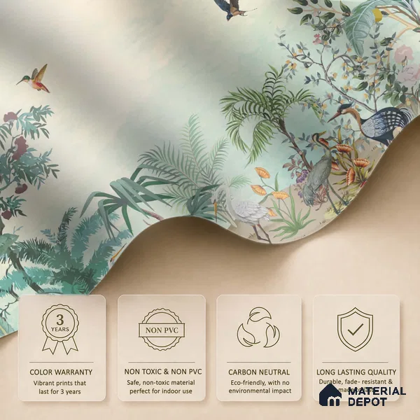 Soft Horizon Jungle Tropical Mist Nature Art | WP 03972 Non Woven Matte Finish Tropical Style Premium Customized size Wallpaper | 150 GSM WP01MTF Paper | (MOQ = 30 Sq. Ft.)