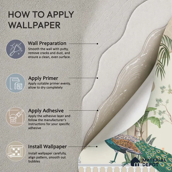 Peacock Veranda Royale Artistic Charm Designer | WP 03975 Non Woven Matte Finish Chinoiserie Style Premium Customized size Wallpaper | 150 GSM WP01MTF Paper | (MOQ = 30 Sq. Ft.)