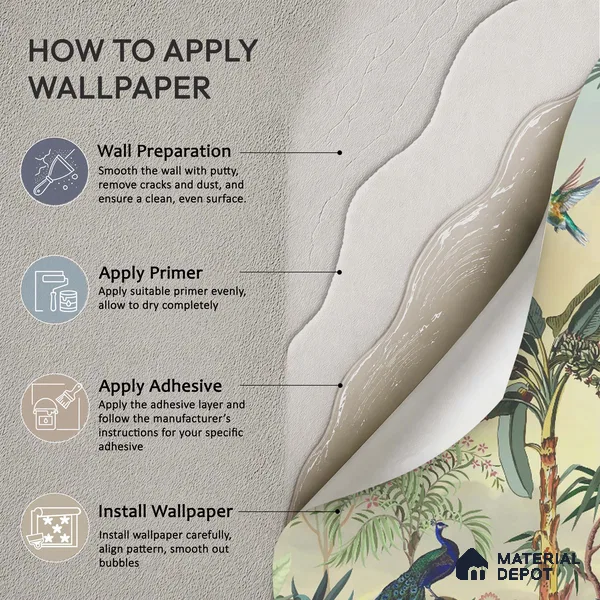 Golden Canopy Peacock Garden Dreamy Artistic | WP 03978 B Canvas Texture Finish Tropical Style luxurious Customized size Wallpaper | 250 GSM WP01CNF Paper | (MOQ = 30 Sq. Ft.)