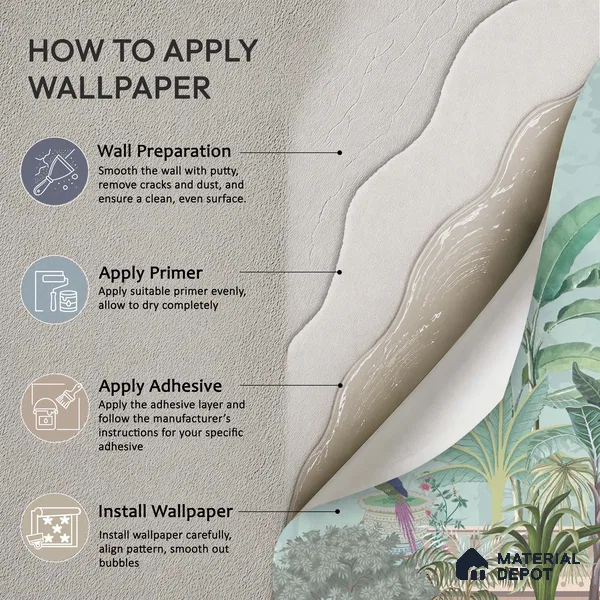 Serene Pavilion Peacock Garden Dreamy Artistic | WP 03979 Non Woven Matte Finish Tropical Style Premium Customized size Wallpaper | 150 GSM WP01MTF Paper | (MOQ = 30 Sq. Ft.)