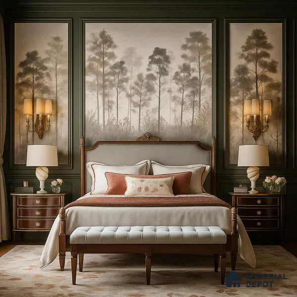 Silent Canopy Mist Tropical Mist Nature Art | WP 03986 B Canvas Texture Finish Tropical Style luxurious Customized size Wallpaper | 250 GSM WP01CNF Paper | (MOQ = 30 Sq. Ft.) | Design change not possible