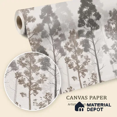 Silent Canopy Mist Tropical Mist Nature Art | WP 03986 B Canvas Texture Finish Tropical Style luxurious Customized size Wallpaper | 250 GSM WP01CNF Paper | (MOQ = 30 Sq. Ft.) | Design change not possible