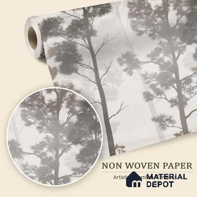 Silent Canopy Mist Tropical Mist Nature Art | WP 03986 Non Woven Matte Finish Tropical Style Premium Customized size Wallpaper | 150 GSM WP01MTF Paper | (MOQ = 30 Sq. Ft.) | Design change not possible