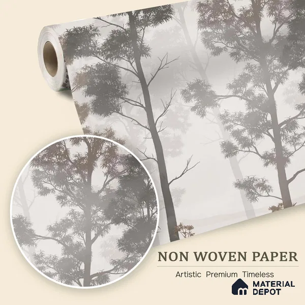 Silent Canopy Mist Tropical Mist Nature Art | WP 03986 Non Woven Matte Finish Tropical Style Premium Customized size Wallpaper | 150 GSM WP01MTF Paper | (MOQ = 30 Sq. Ft.) | Design change not possible
