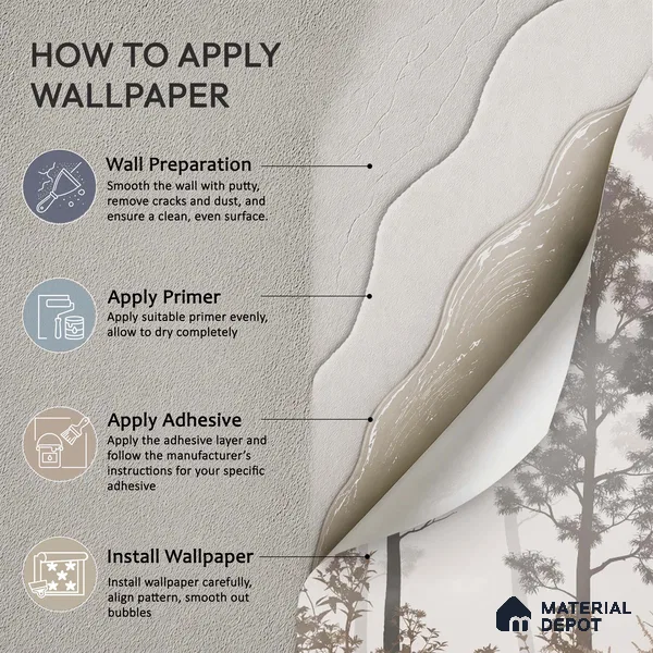 Silent Canopy Mist Tropical Mist Nature Art | WP 03986 Non Woven Matte Finish Tropical Style Premium Customized size Wallpaper | 150 GSM WP01MTF Paper | (MOQ = 30 Sq. Ft.) | Design change not possible