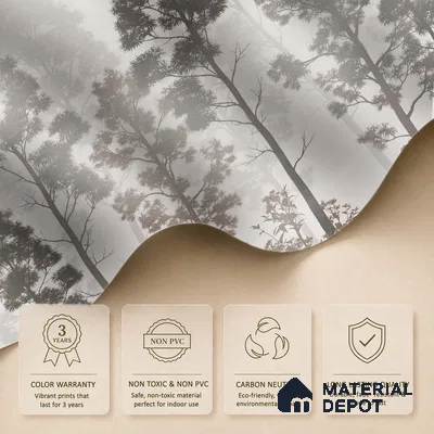 Silent Canopy Mist Tropical Mist Nature Art | WP 03986 Non Woven Matte Finish Tropical Style Premium Customized size Wallpaper | 150 GSM WP01MTF Paper | (MOQ = 30 Sq. Ft.) | Design change not possible