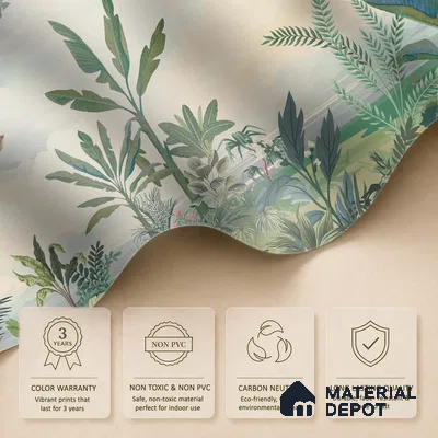 Open Skies Tropical Meadow Mist Nature Art | WP 03987 B Canvas Texture Finish Tropical Style luxurious Customized size Wallpaper | 250 GSM WP01CNF Paper | (MOQ = 30 Sq. Ft.)