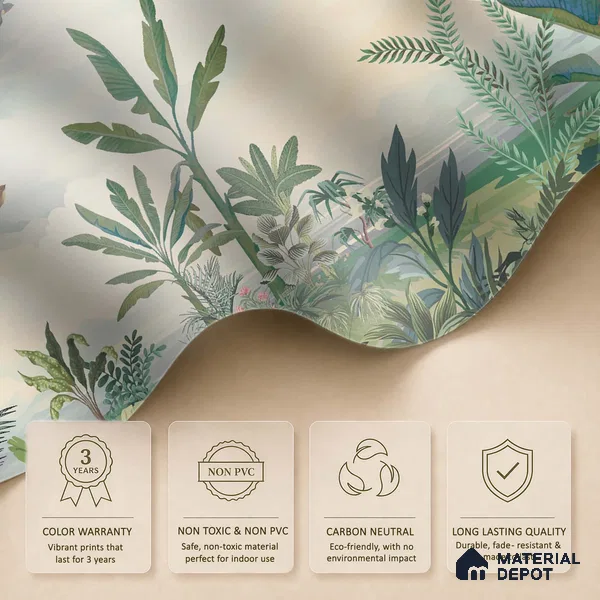 Open Skies Tropical Meadow Mist Nature Art | WP 03987 B Canvas Texture Finish Tropical Style luxurious Customized size Wallpaper | 250 GSM WP01CNF Paper | (MOQ = 30 Sq. Ft.)