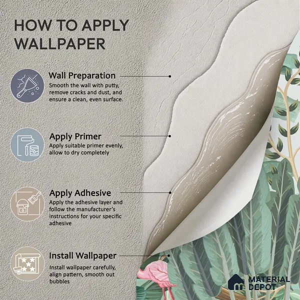Banana Grove Flamingo Escape Tropical Mist Nature Art | WP 03988 B Canvas Texture Finish Tropical Style luxurious Customized size Wallpaper | 250 GSM WP01CNF Paper | (MOQ = 30 Sq. Ft.)