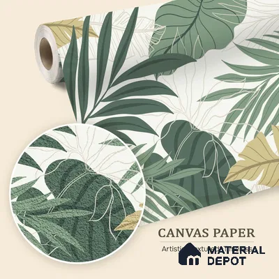 Layered Palm Silhouette Abstract Nature Art | WP 03989 B Canvas Texture Finish Tropical Style luxurious Customized size Wallpaper | 250 GSM WP01CNF Paper | (MOQ = 30 Sq. Ft.)