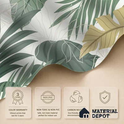 Layered Palm Silhouette Abstract Nature Art | WP 03989 Non Woven Matte Finish Tropical Style Premium Customized size Wallpaper | 150 GSM WP01MTF Paper | (MOQ = 30 Sq. Ft.)