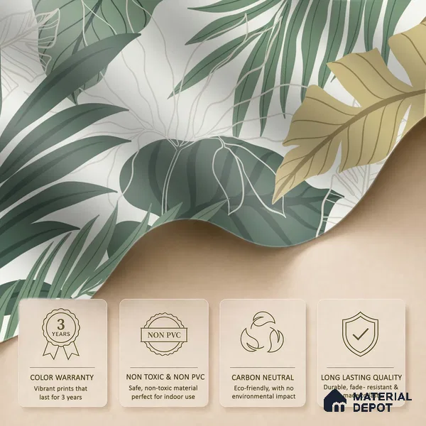 Layered Palm Silhouette Abstract Nature Art | WP 03989 Non Woven Matte Finish Tropical Style Premium Customized size Wallpaper | 150 GSM WP01MTF Paper | (MOQ = 30 Sq. Ft.)