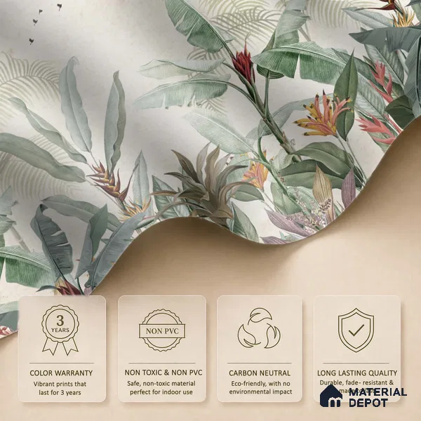 Whispering Banana Grove Tropical Mist Nature Art | WP 03991 Non Woven Matte Finish Tropical Style Premium Customized size Wallpaper | 150 GSM WP01MTF Paper | (MOQ = 30 Sq. Ft.) | Design change not possible