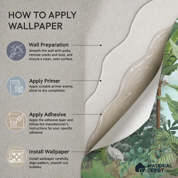 Verdant Aviary Tropical Mist Nature Art | WP 03992 B Canvas Texture Finish Tropical Style luxurious Customized size Wallpaper | 250 GSM WP01CNF Paper | (MOQ = 30 Sq. Ft.)